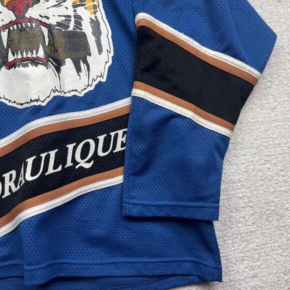 VTG Trimark Tiger Crunch Hockey Jersey Men Sz S Blue Brown Made in Canada Retro - Picture 5 of 16